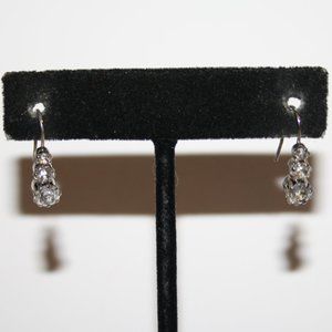 Beautiful silver CZ vintage drop earrings .75"